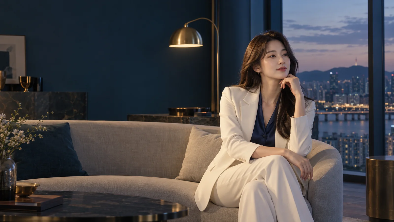 서울 · 인천 · 경기 휴식 안내를 위한 성인 한국인 여성 모델 이미지